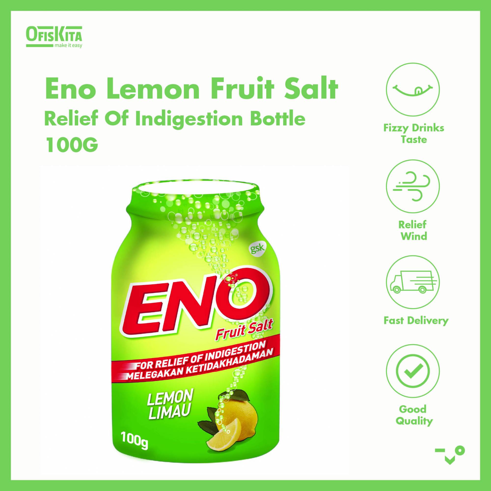 Ofiskita Eno Lemon / Ginger Fruit Salt Relief Of Indigestion Bottle 100G